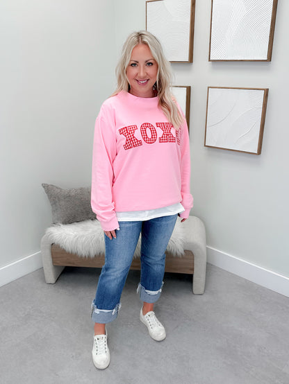 Kisses & Hugs Pullover in Pink
