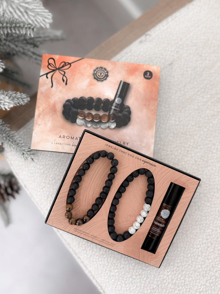 Aromatherapy Tiger Eye Lava Bracelet Set