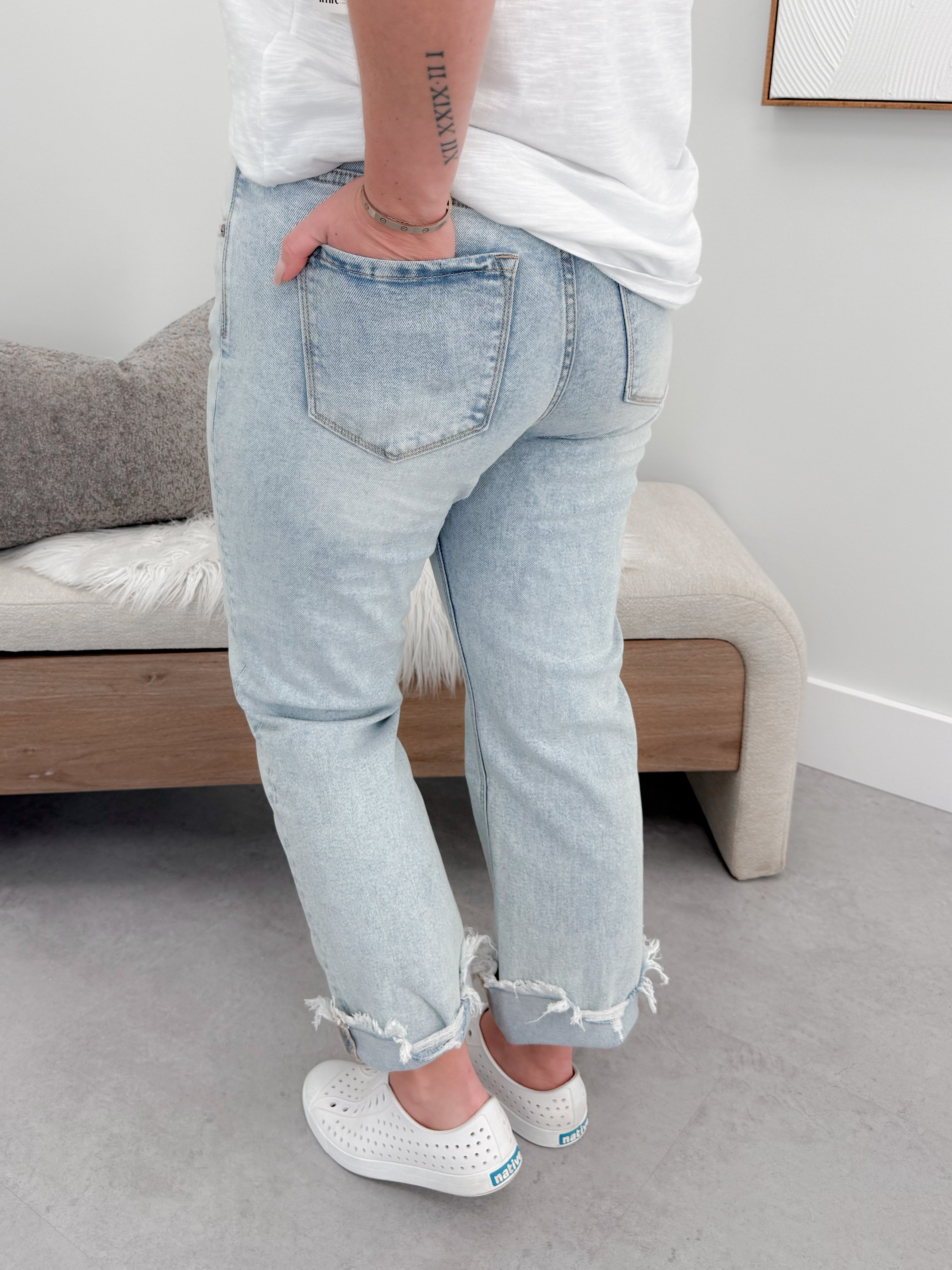 Lara High Rise Slim Straight Jeans by Kancan