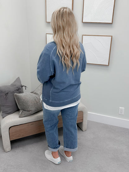 Keep It Simple Pullover in Blue