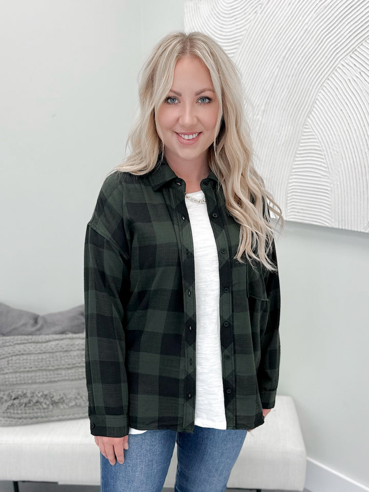 Deana Button Up in Hunter