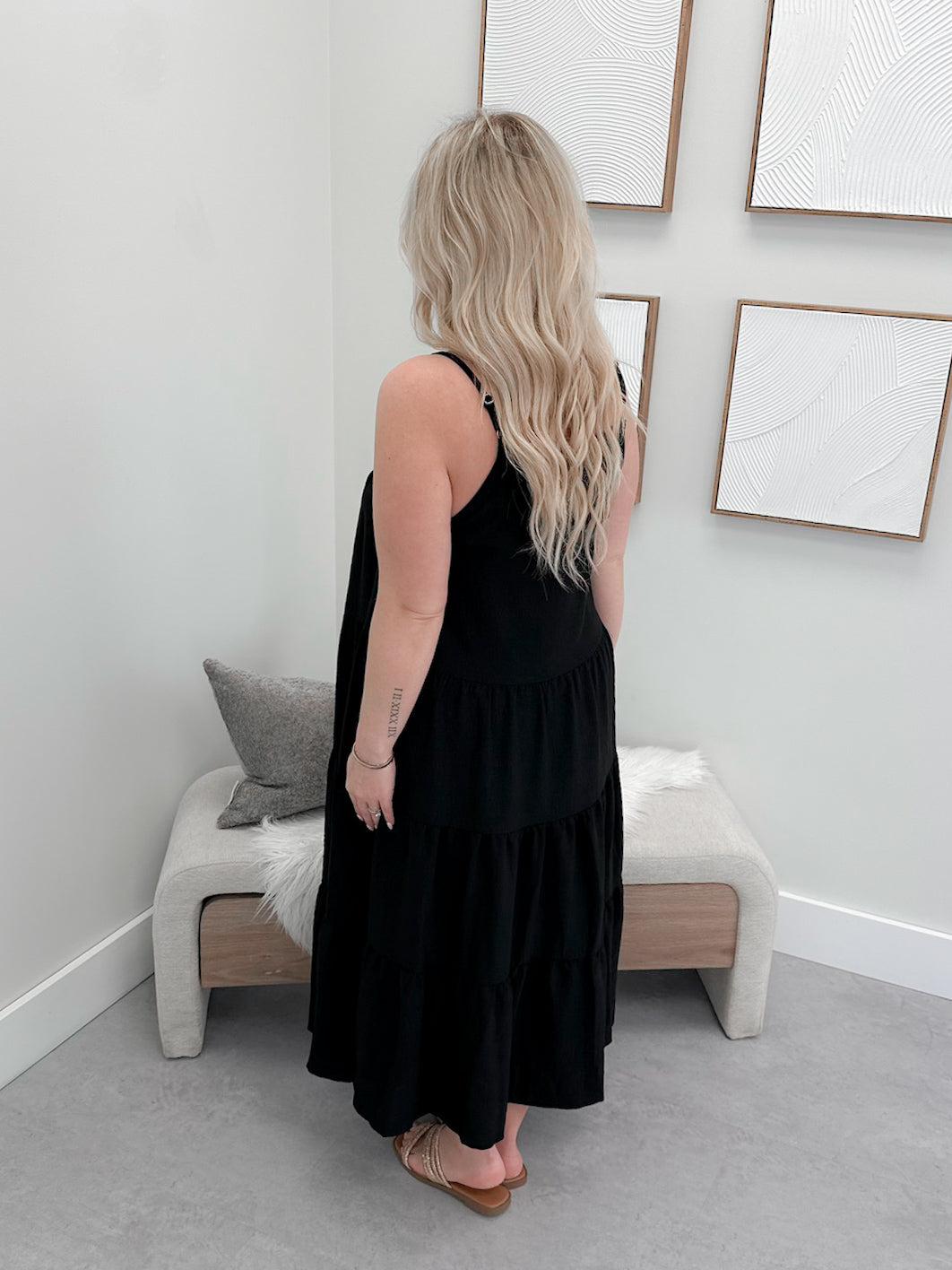 Flynn Tiered Dress in Black