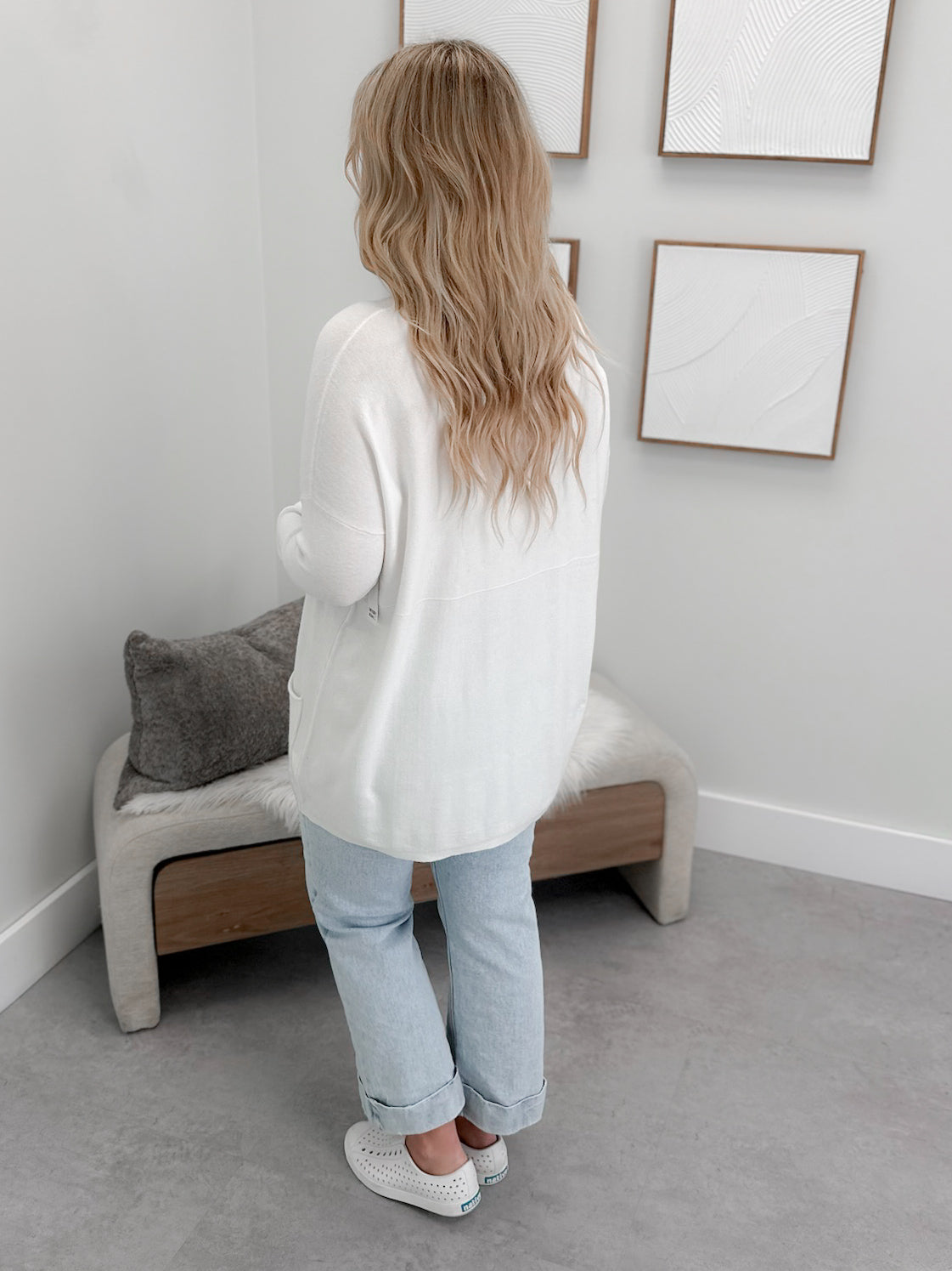 229 Pocket Sweater in  White by Twenty Nine The Label