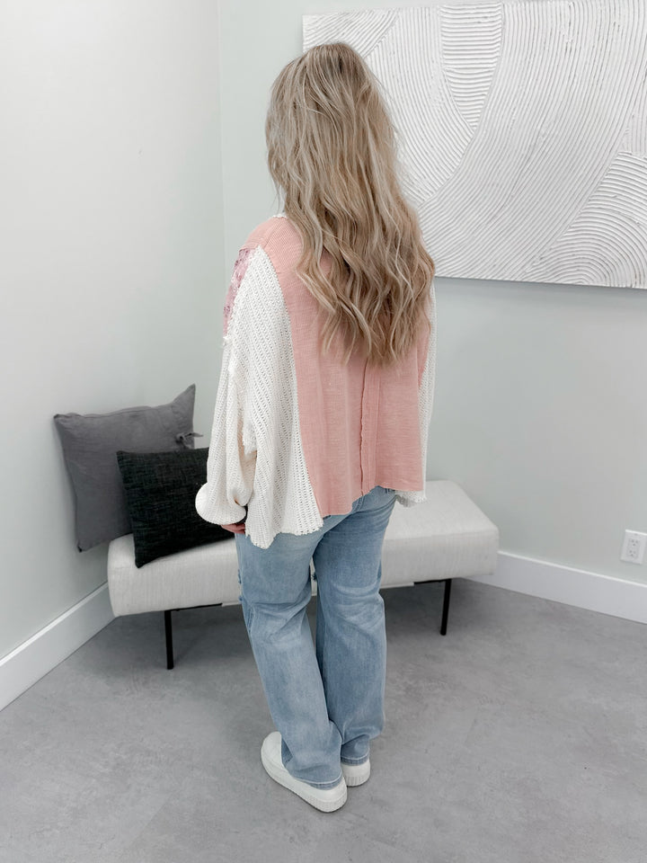 Boho Babe Long Sleeve in Blush & Cream by Pol