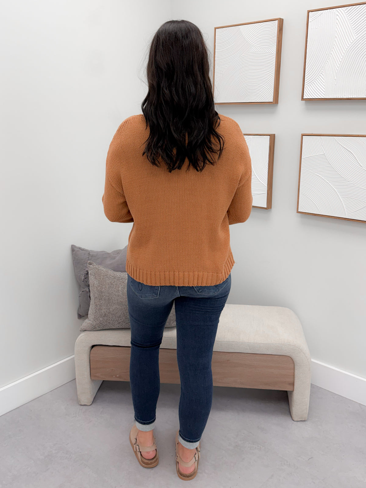 Crochet Sleeve Sweater in Camel