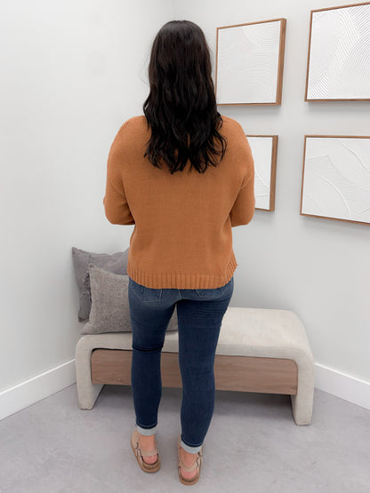 Crochet Sleeve Sweater in Camel