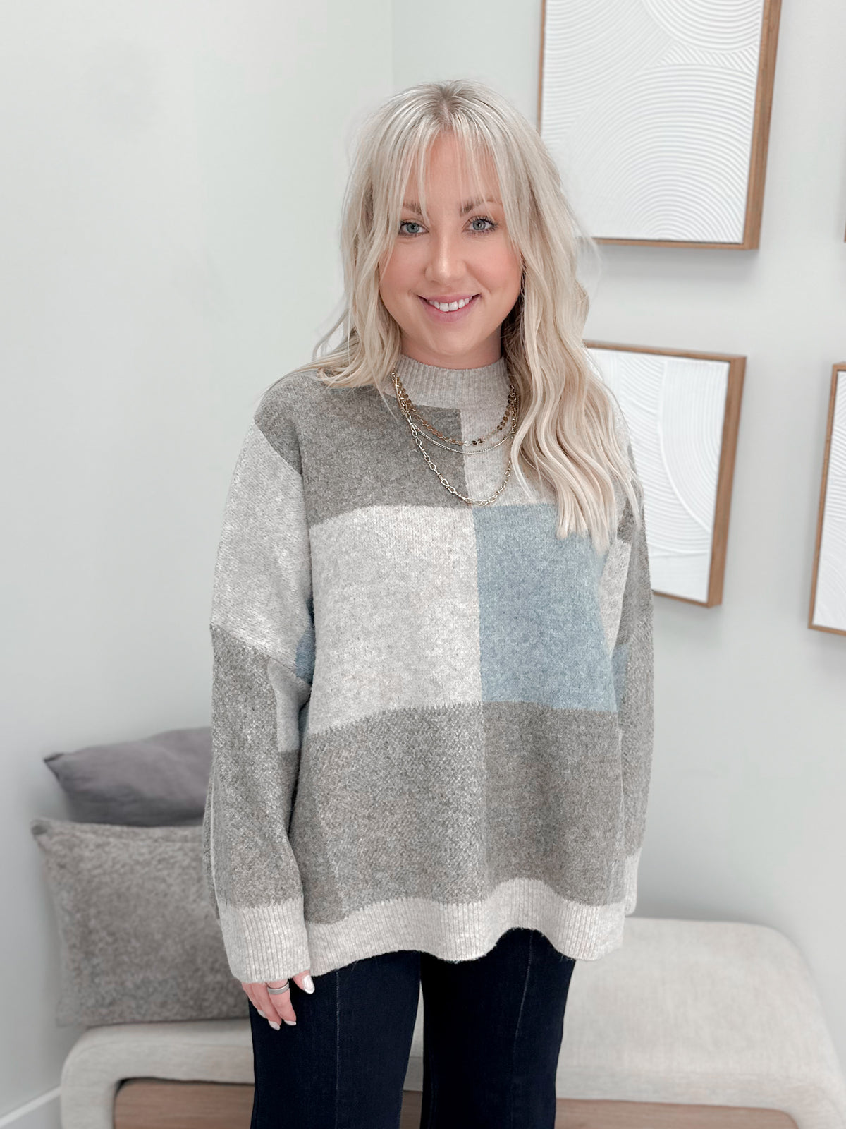 Joyce Color Blocked Sweater in Blue
