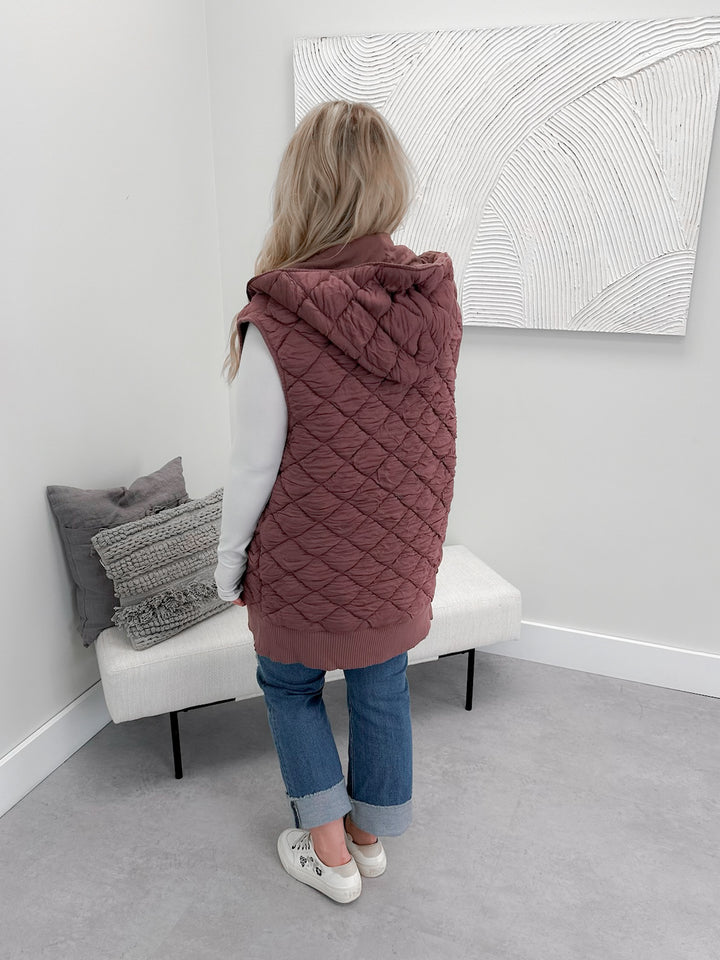 Marley Quilted Vest in  Rose Taupe