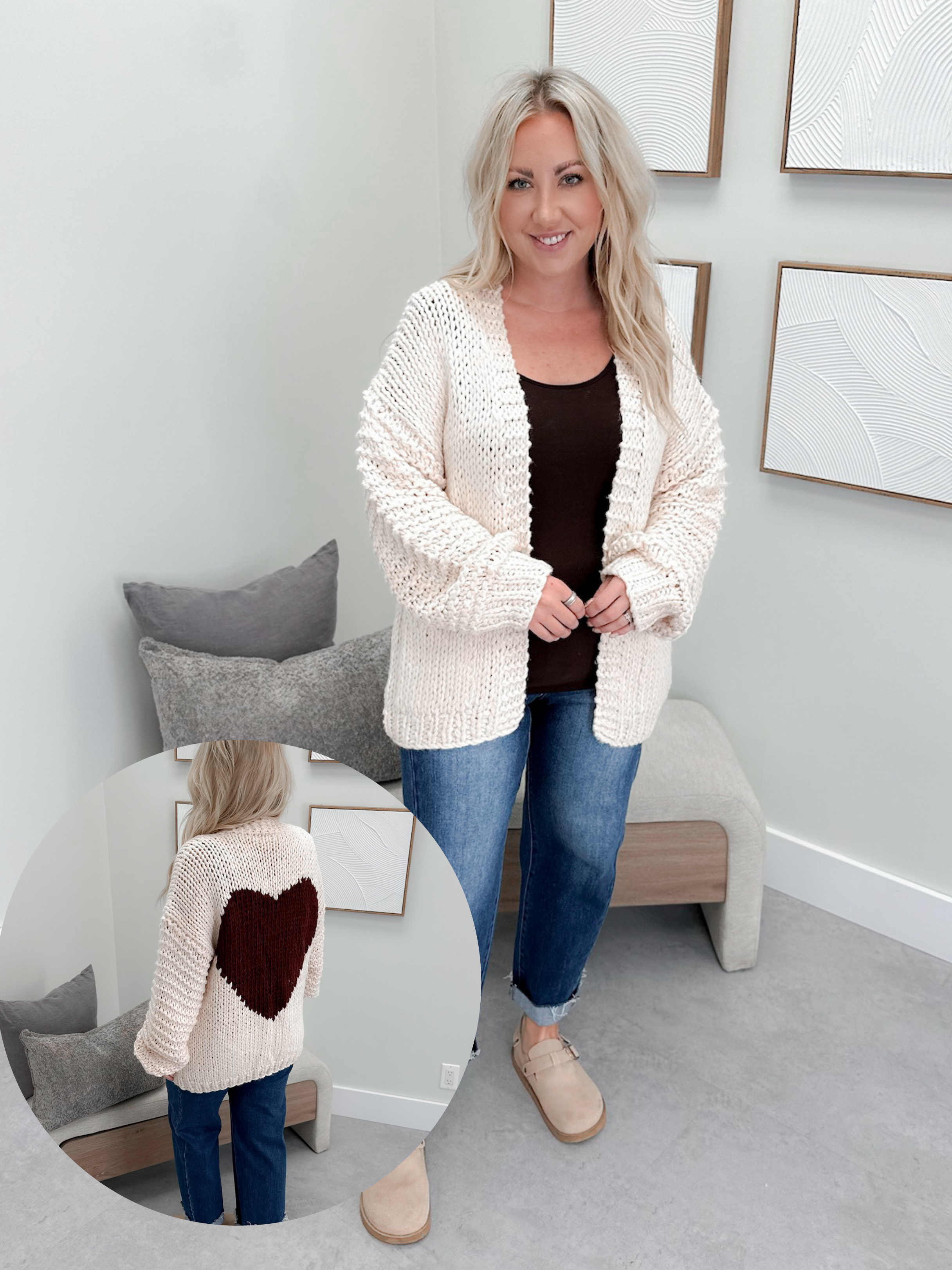 Andi Heart Cardigan in Blush
