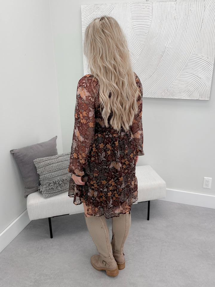 Paula Dress in Floral Brown