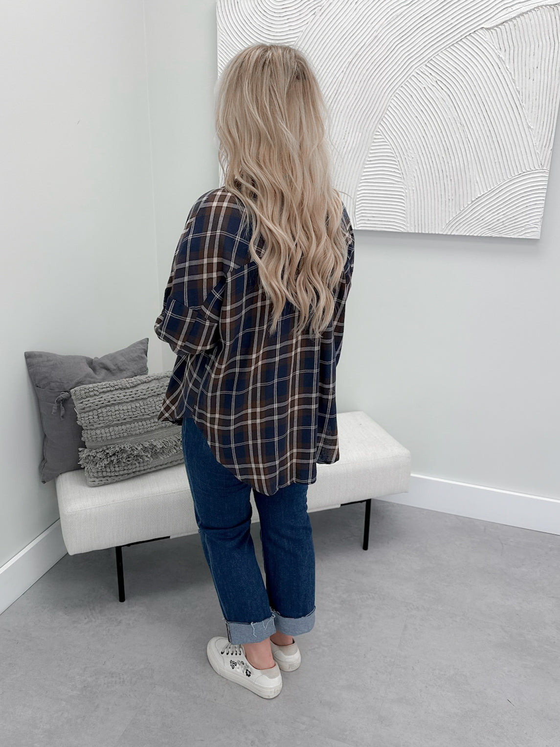 Wells Button Up Top in Navy