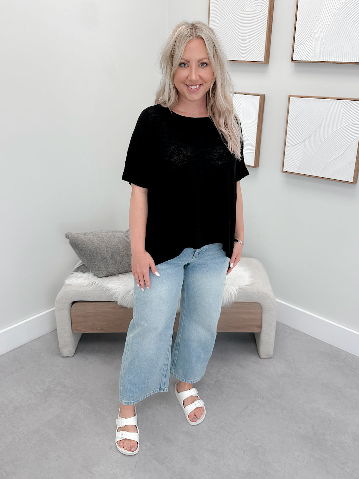 Summer Knit Tee in Black