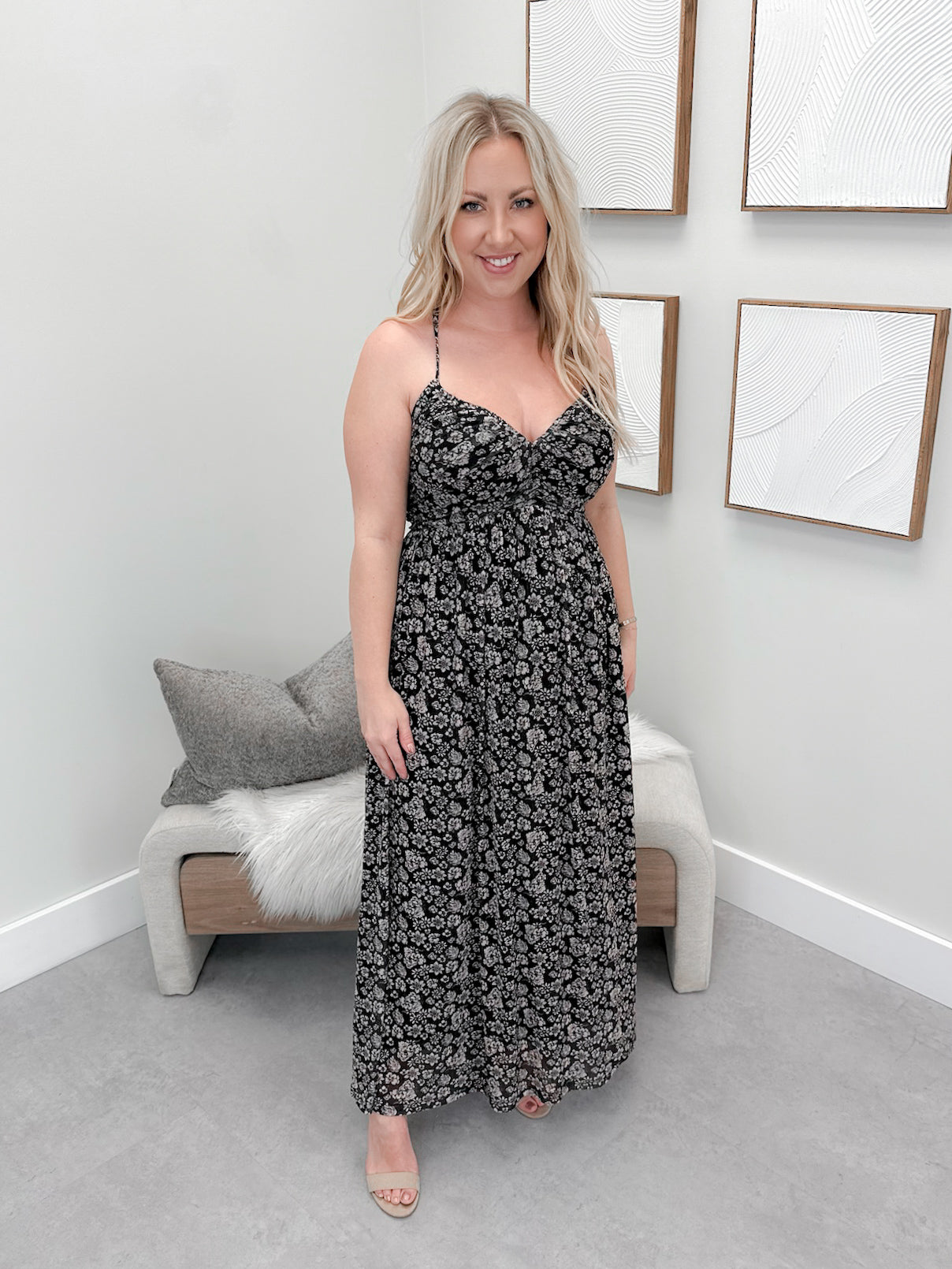 Maris Dress in Black Floral