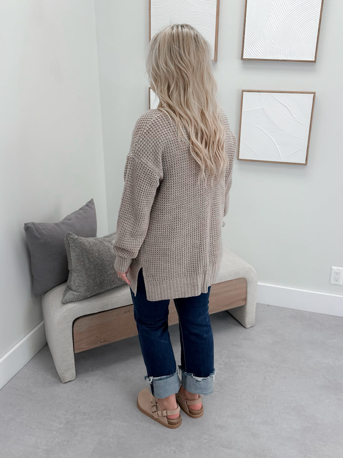 Wanda Waffle Cardi in Mocha