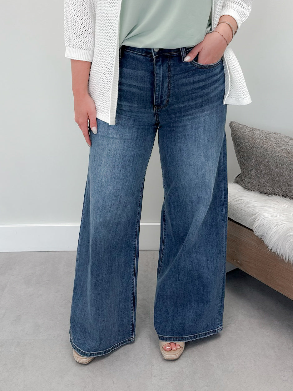 Burnett High Waist Pallazzo Jeans By Judy Blue