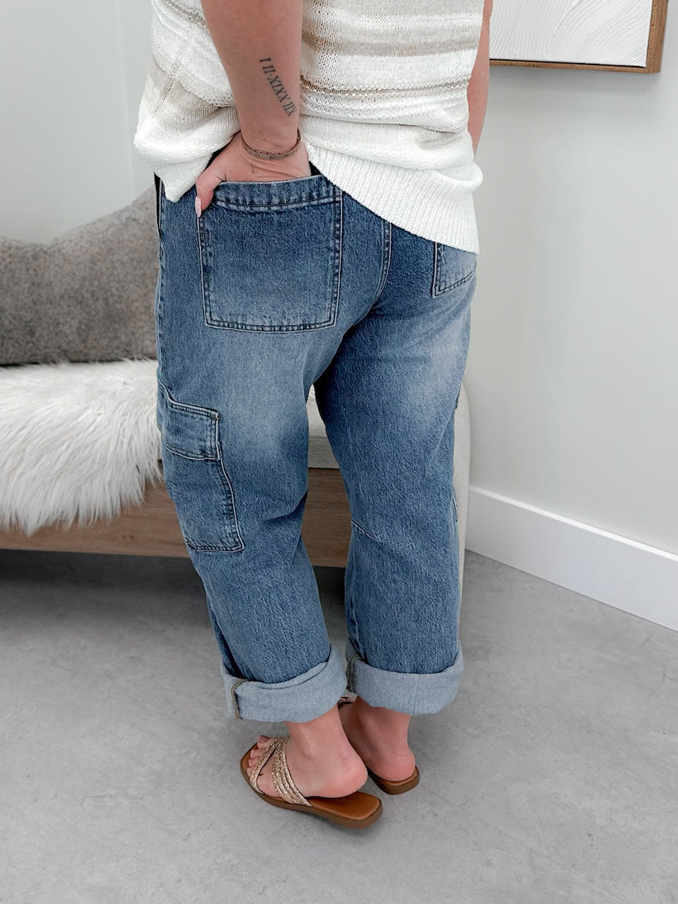 Tie Belt Baggy Cargo Jeans by Kancan