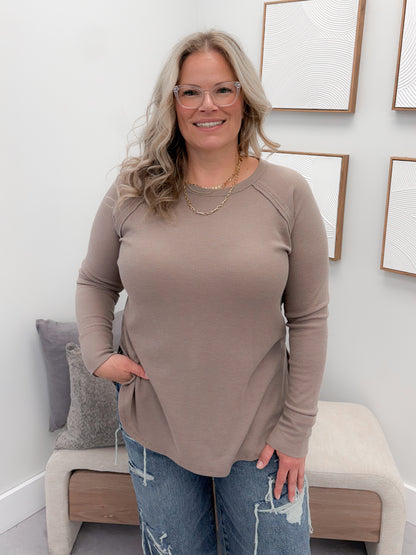 Emory Waffle Long Sleeve in Cocoa