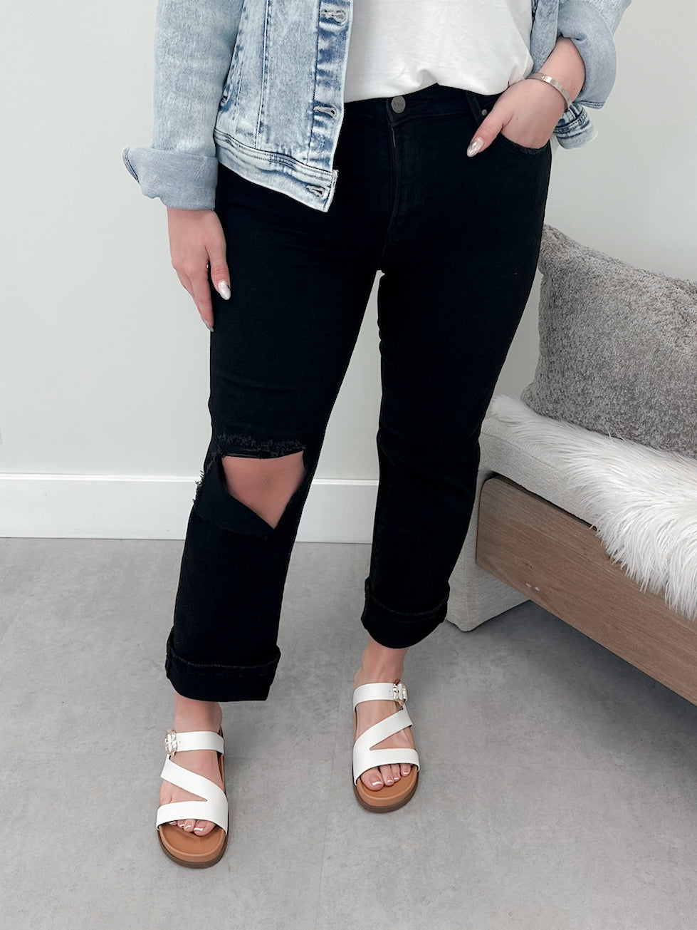 Corey Straight Leg Jeans in Black by Risen