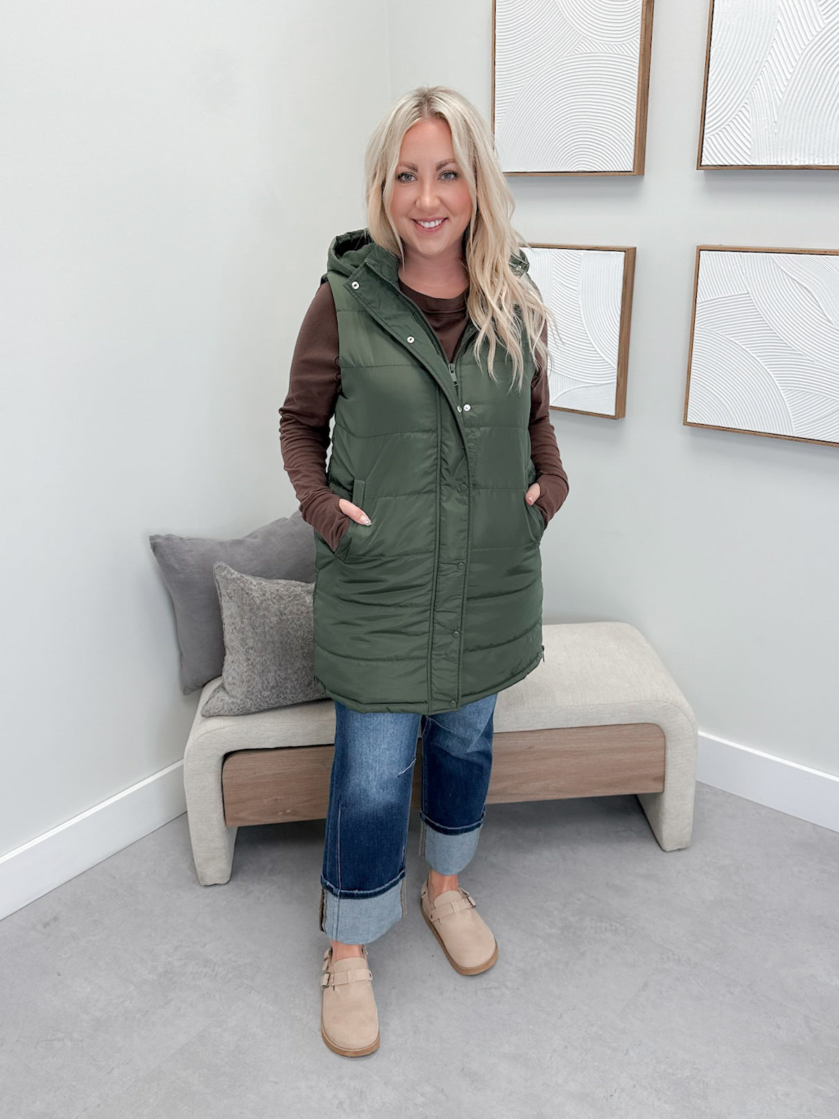 609 Vest in Olive by Twenty Nine The Label