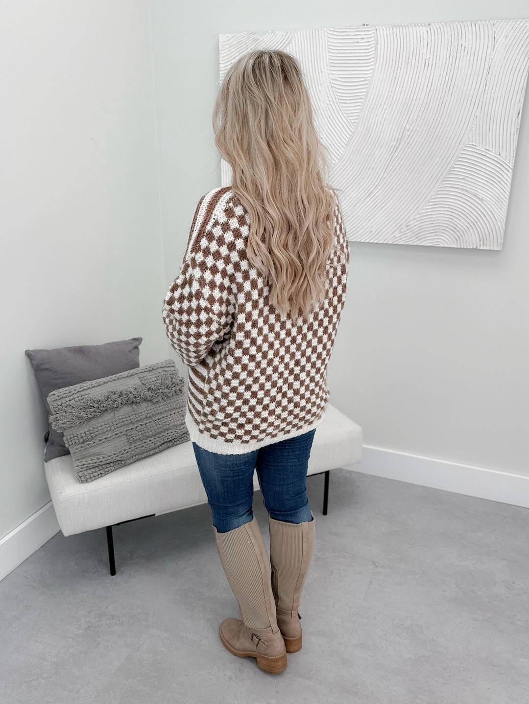 Corbin Checker Sweater in Mocha Mix