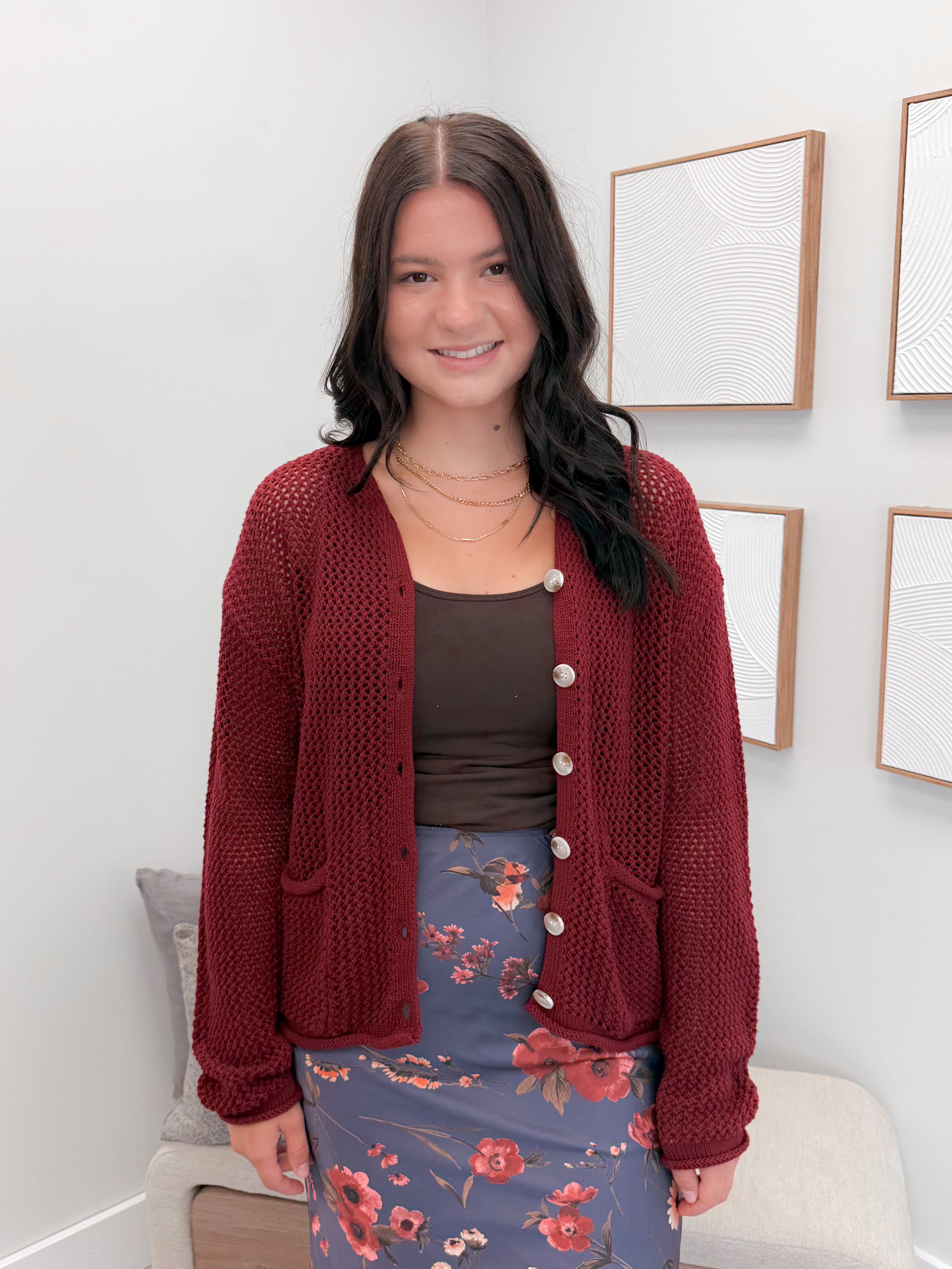 Liza Cardigan in Wine
