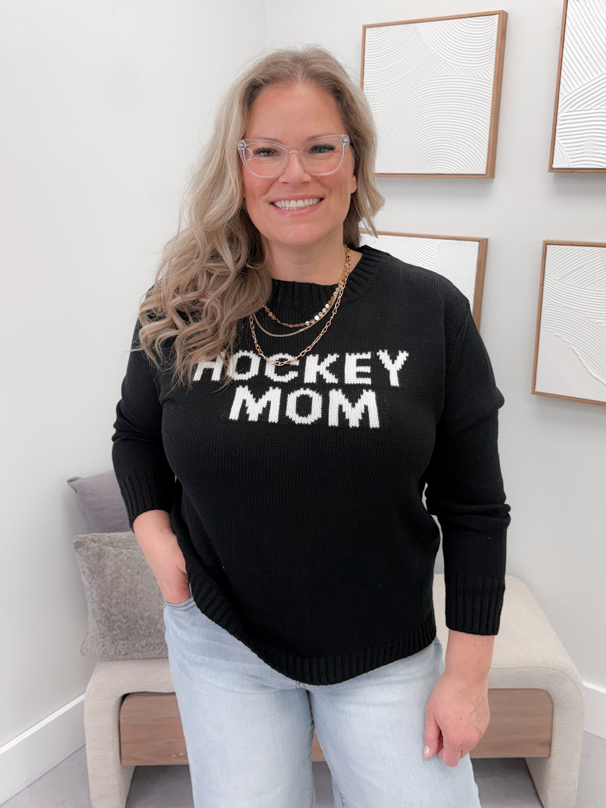 Hockey Mom Sweater in Black
