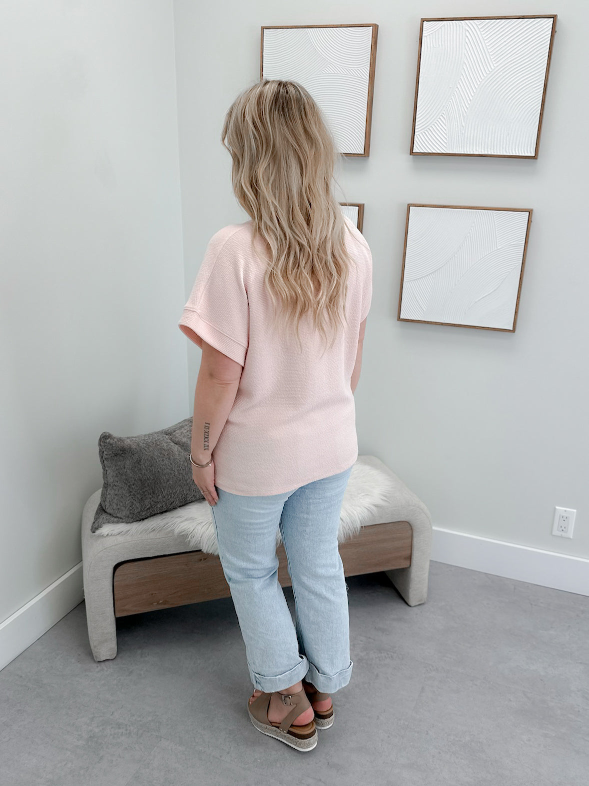 Jeanne Texture Tee in Pink