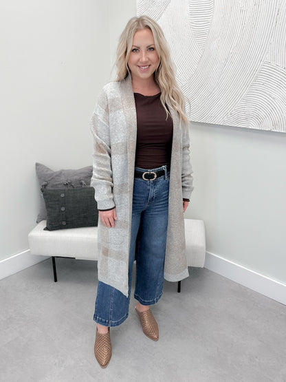 Roxanne Coatigan in Grey Plaid - Small