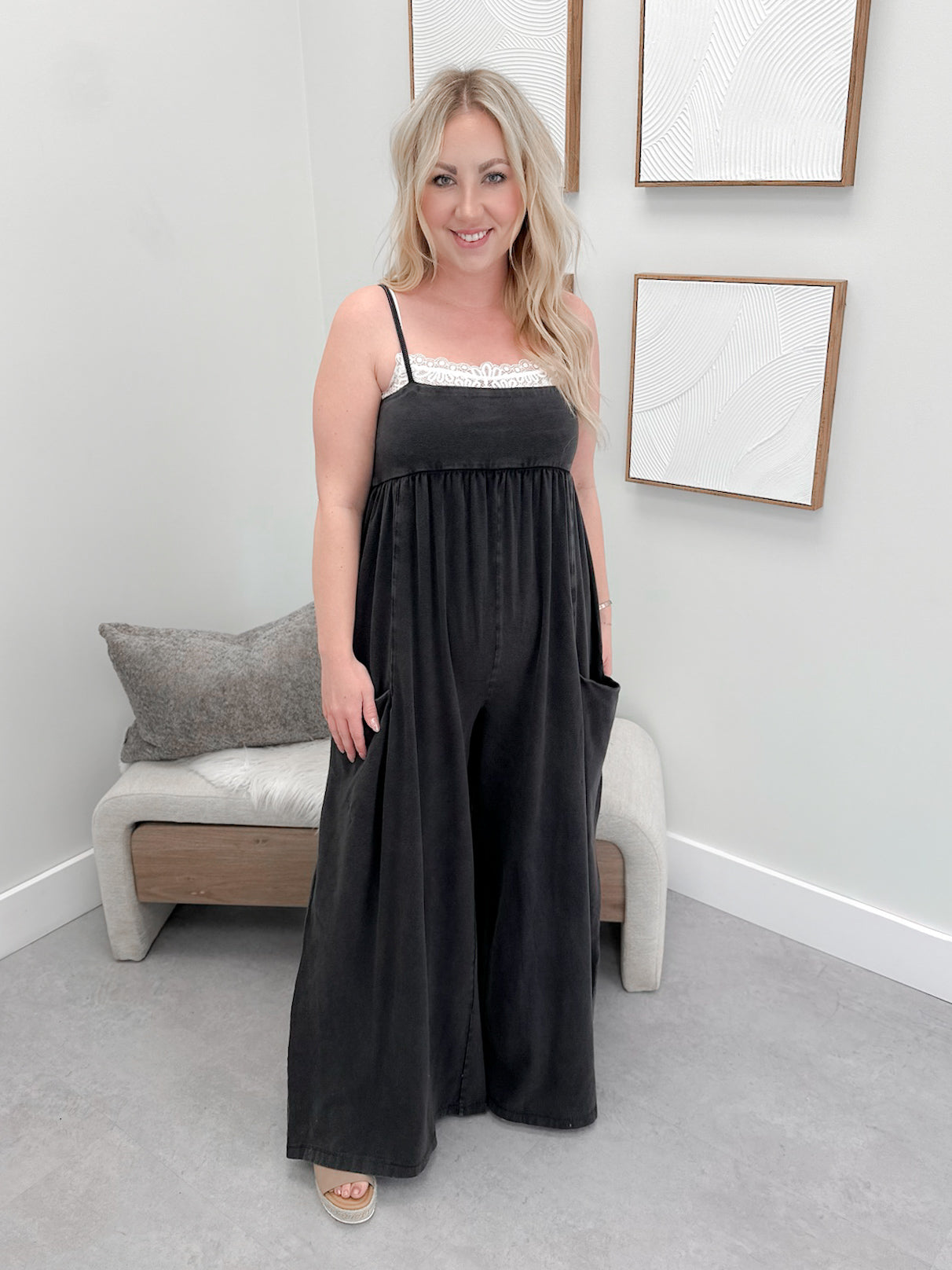 Hot Shot Strappy Onesie in Black by Free People