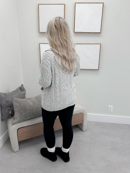 Confetti Dot Cable Cardigan in Grey