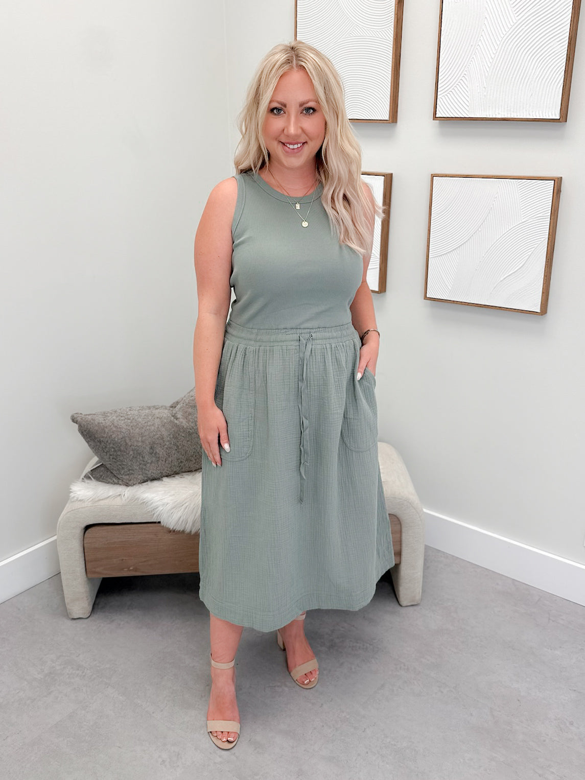 Vallery Dress in Sage