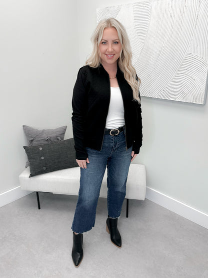 Quilted Bomber in Black by Ampersand Avenue