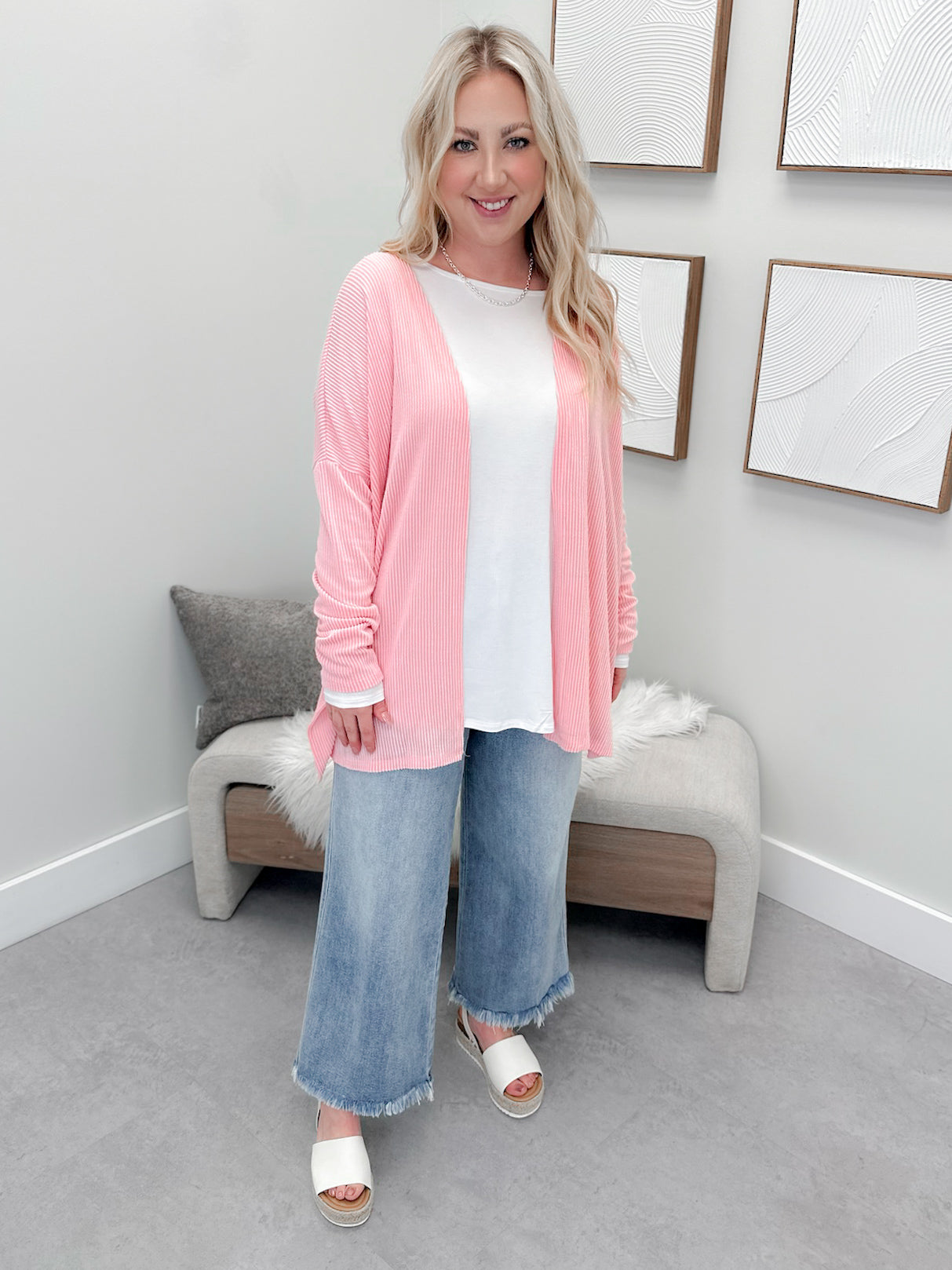 Camille Ribbed Cardi in Ballet