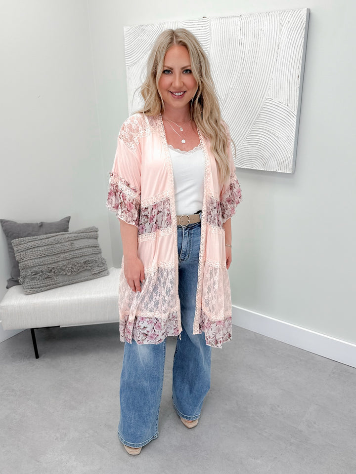 Tula Kimono Cardi in Pink by Pol