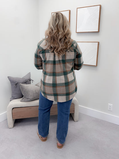 Briar Shacket in Emerald Plaid
