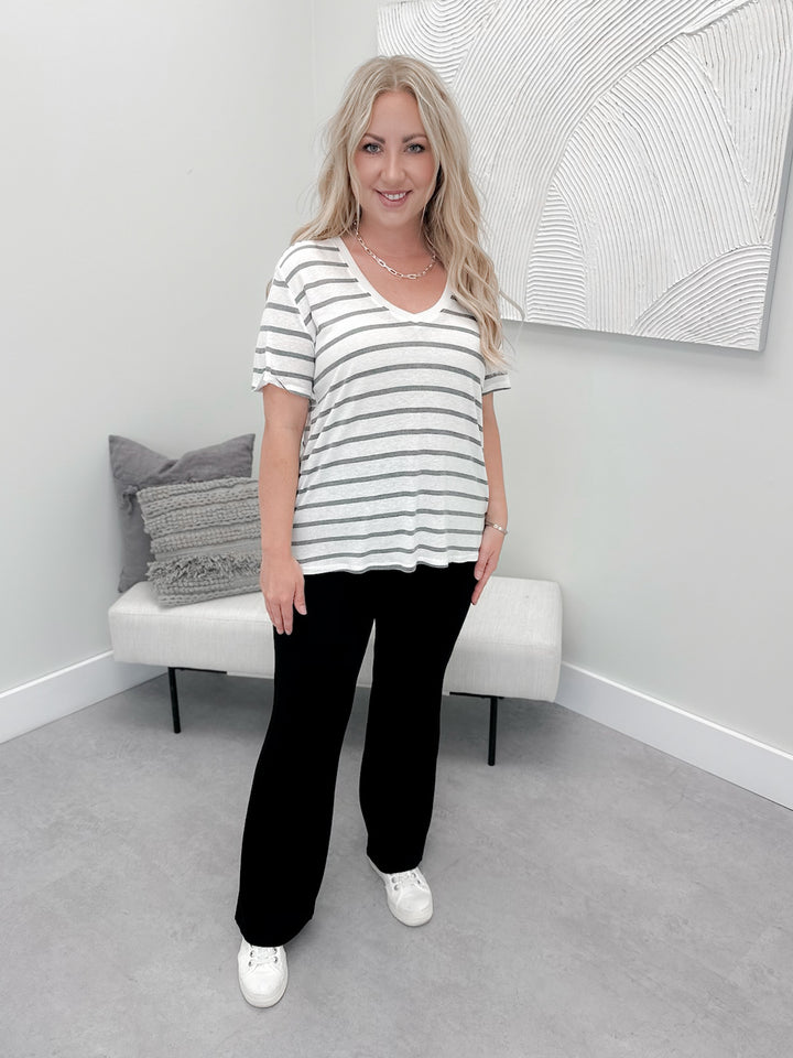 Alanis Striped Tee in Grey