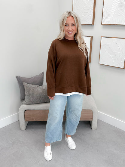Willow Scuba Pullover in Brown