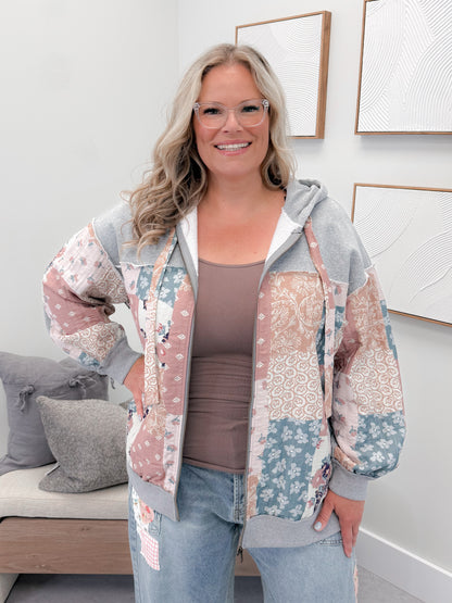 Ruby Quilted Hoodie in Grey
