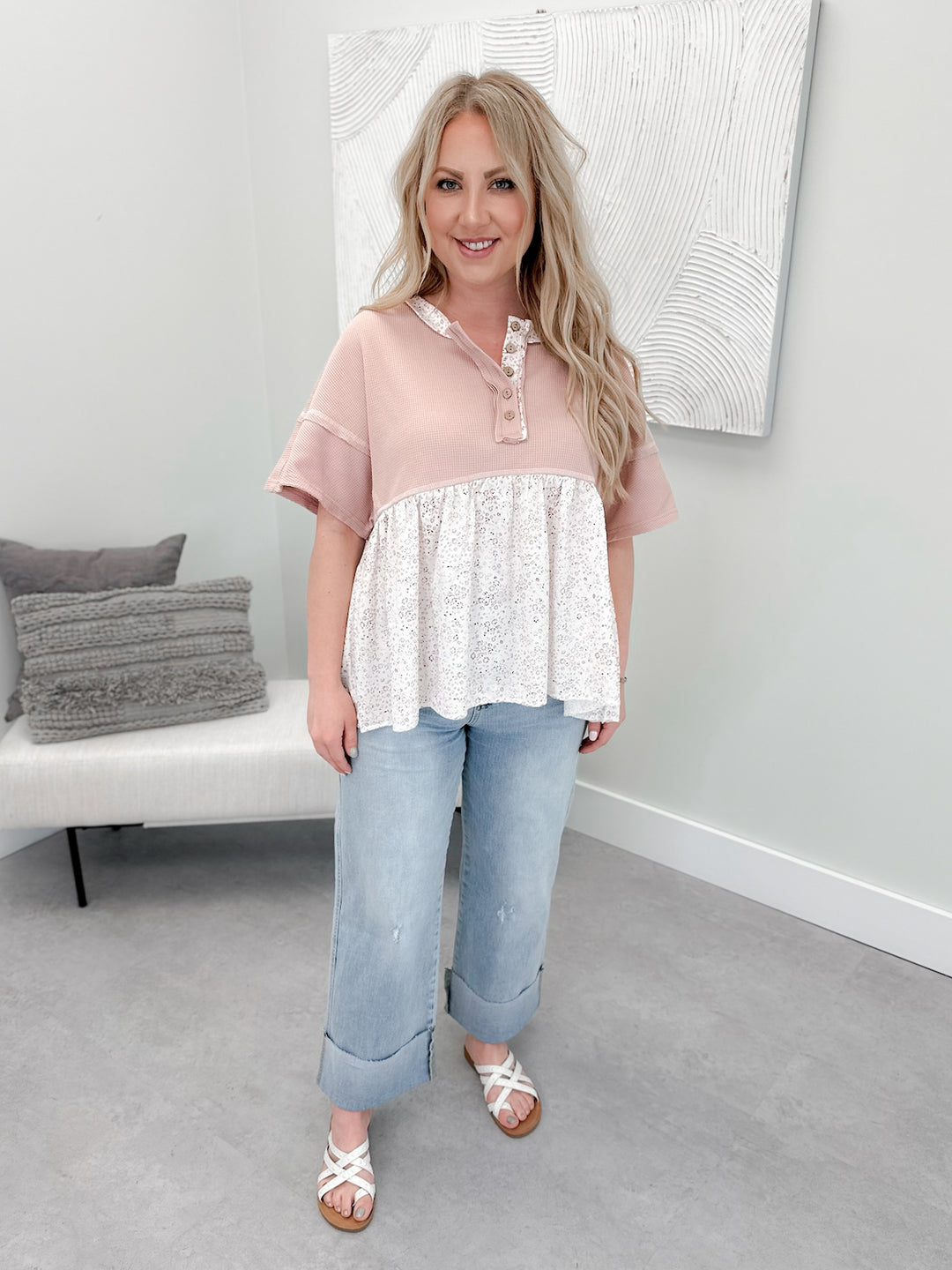 Pasley Babydoll Top in Blush