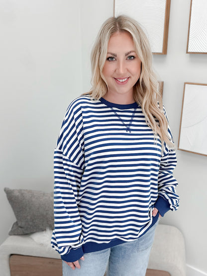 Danielle Striped Pullover in Blue