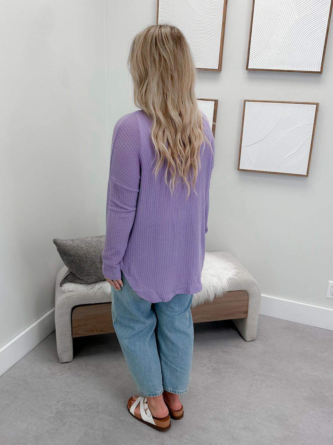 Waffle Two in One Top in Lavender
