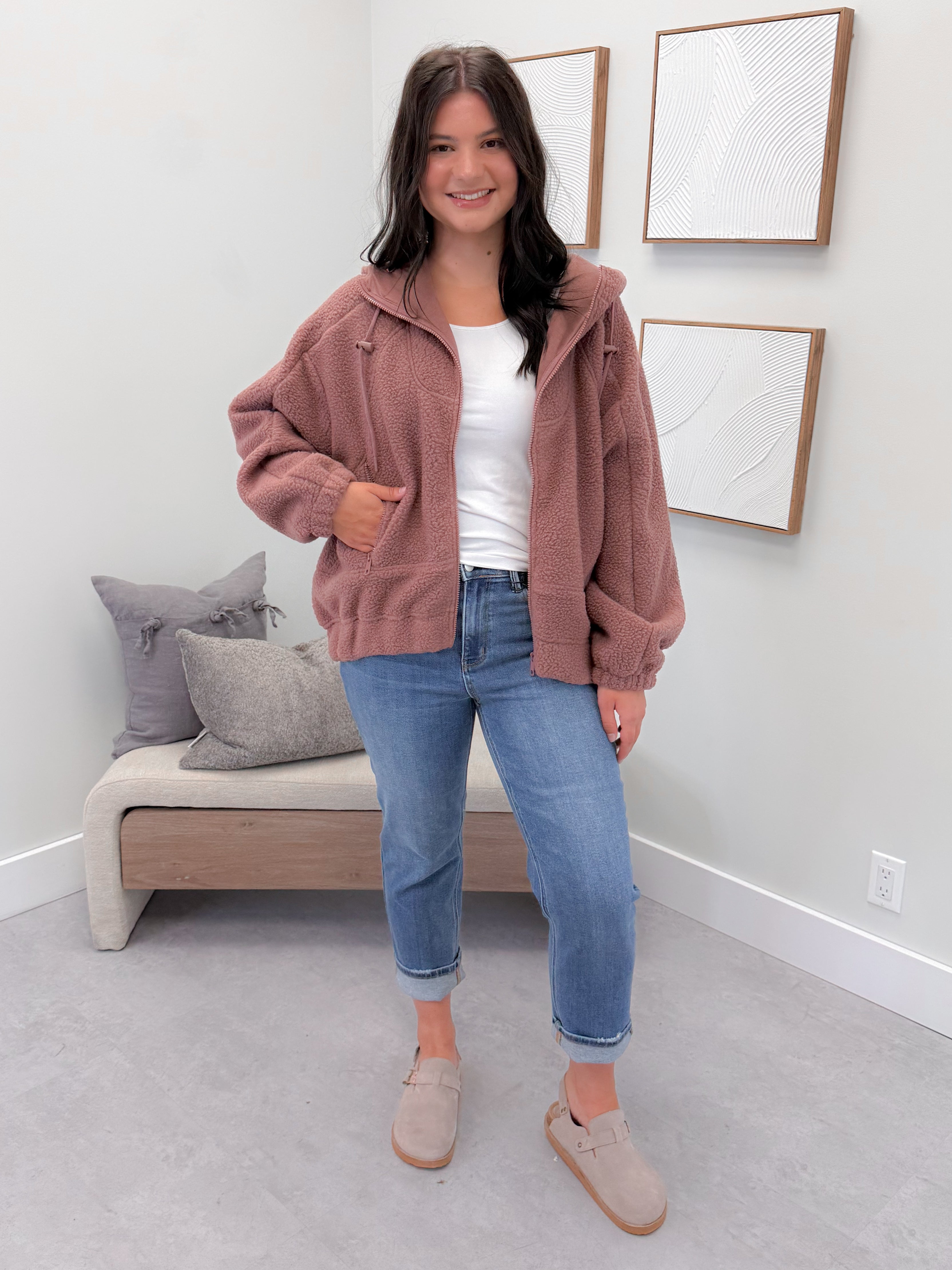 Alpine Fleece Jacket in Rose Taupe