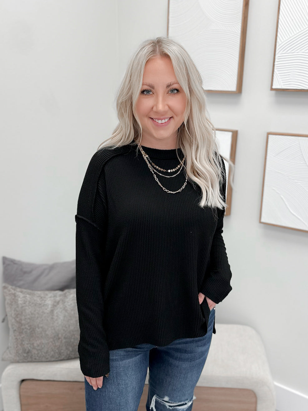Joss Wave Long Sleeve in Black