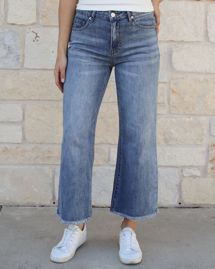 Fave Cropped Wide Leg Jean in Mid Wash by Grace and Lace