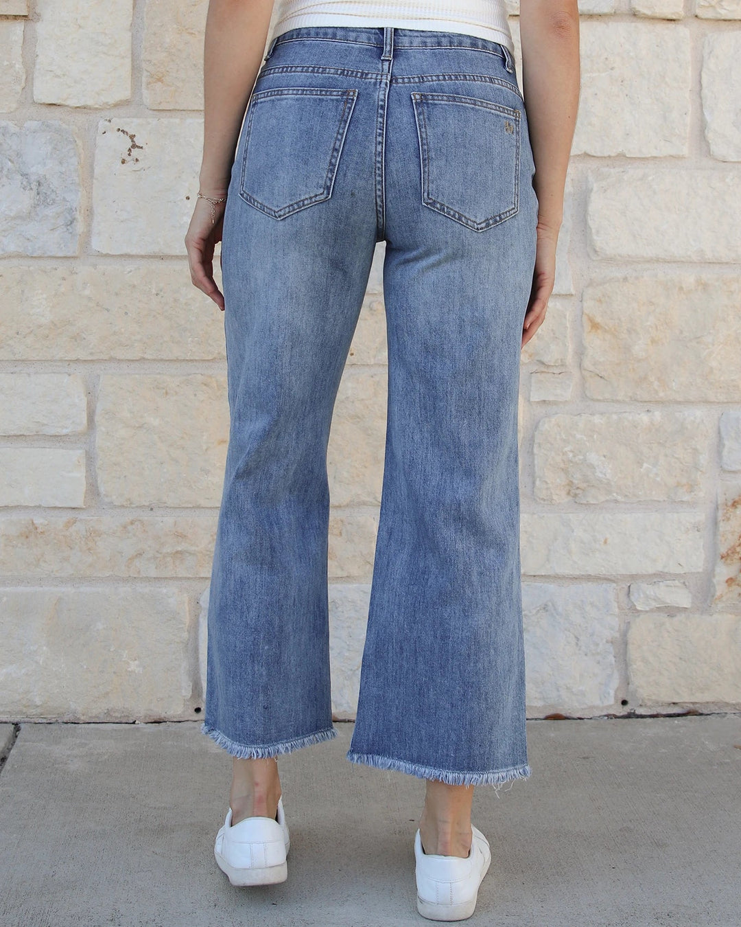 Fave Cropped Wide Leg Jean in Mid Wash by Grace and Lace