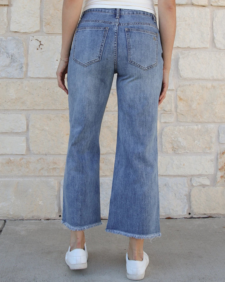 Fave Cropped Wide Leg Jean in Mid Wash by Grace and Lace