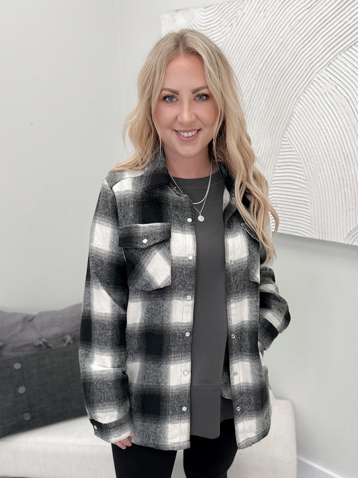 Laith Plaid Shacket in Black