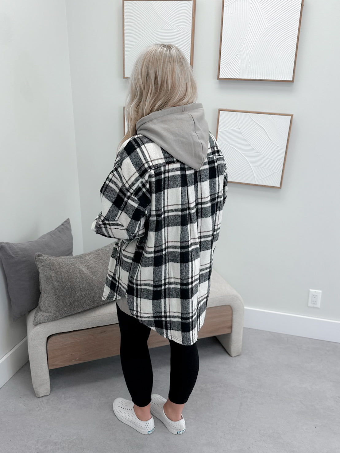 Dayton Shacket in Black Plaid