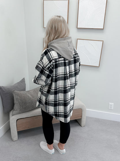 Dayton Shacket in Black Plaid