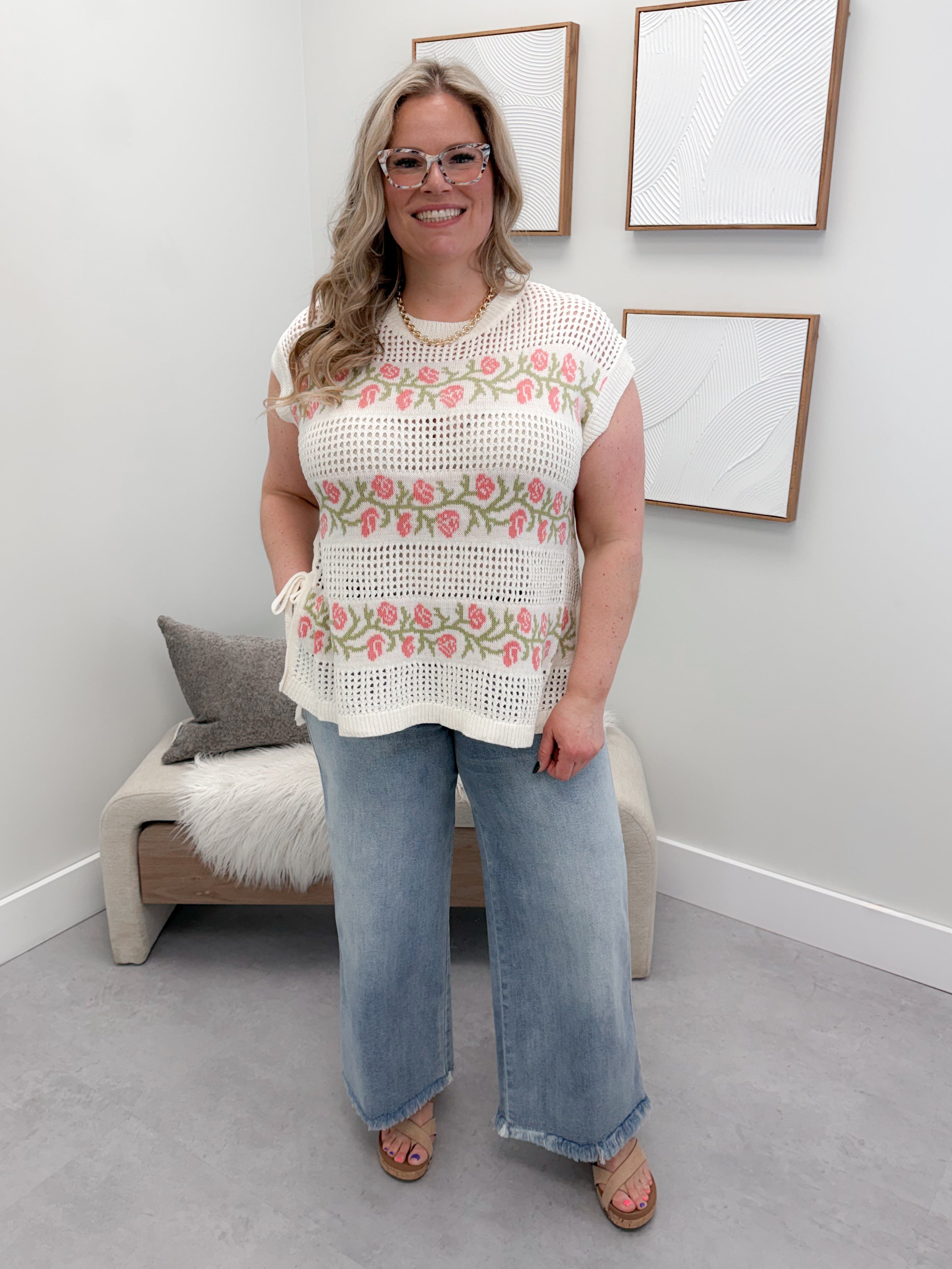 Flourish Sweater in Ivory Rose